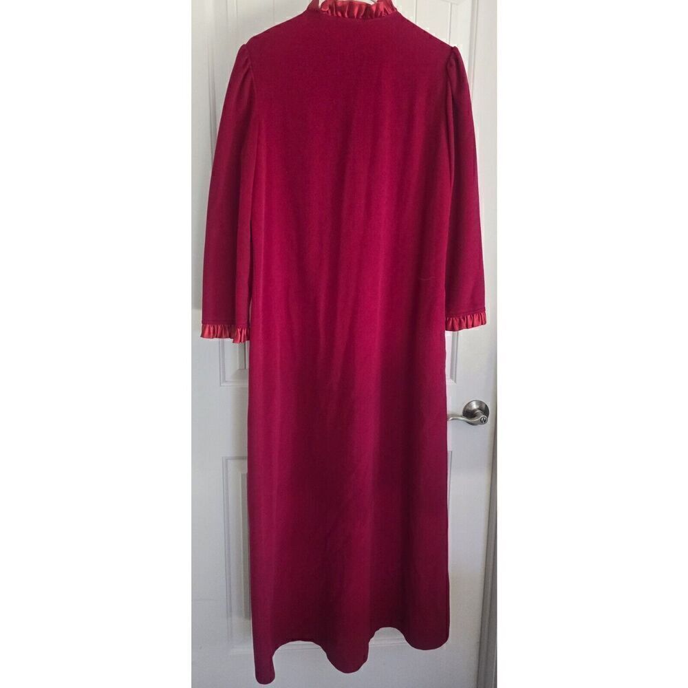 Vintage Appel Zip Housecoat Robe Deep Red Velour Size Medium Made In USA - Picture 4 of 9